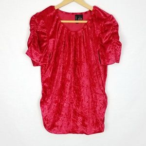 Vintage Crushed Red Velvet Top Womens Size XL